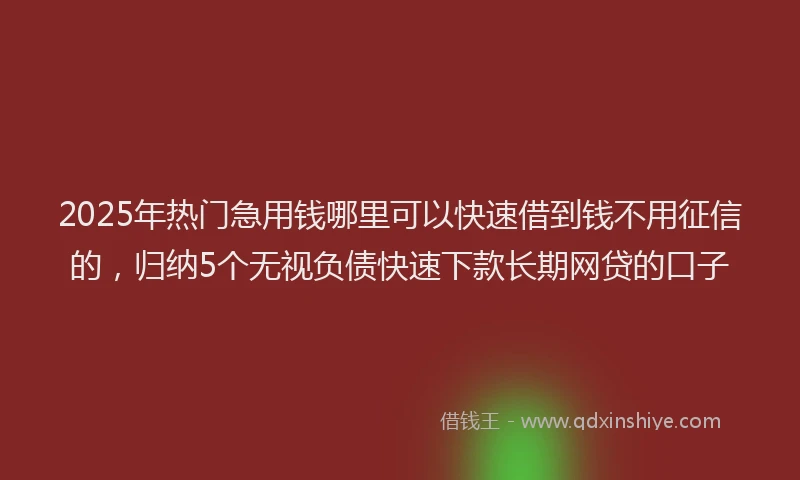 2025年热门急用钱哪里可以快速借到钱不用征信的，归纳5个无视负债快速下款长期网贷的口子