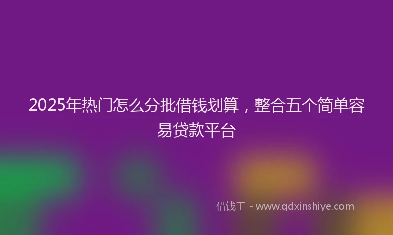 2025年热门怎么分批借钱划算，整合五个简单容易贷款平台