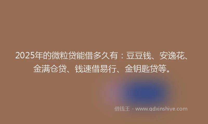 2025年的微粒贷能借多久有：豆豆钱、安逸花、金满仓贷、钱速借易行、金钥匙贷等。