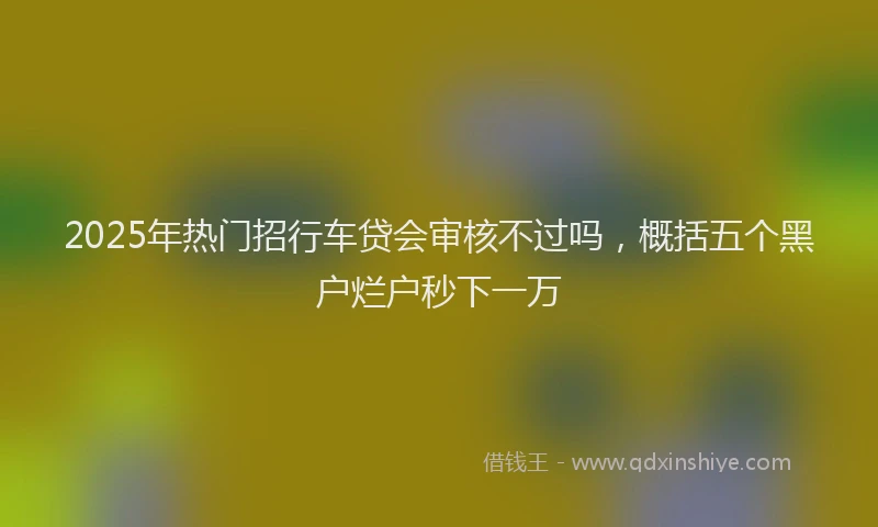 2025年热门招行车贷会审核不过吗，概括五个黑户烂户秒下一万