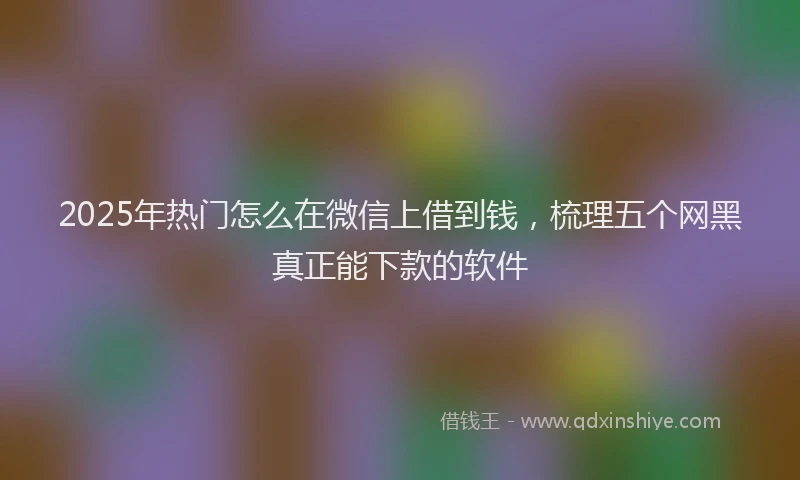 2025年热门怎么在微信上借到钱，梳理五个网黑真正能下款的软件
