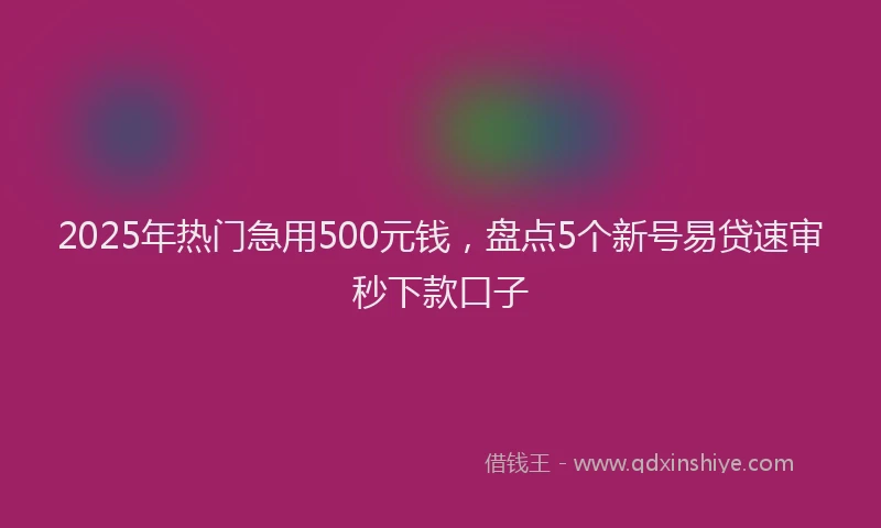 2025年热门急用500元钱，盘点5个新号易贷速审秒下款口子