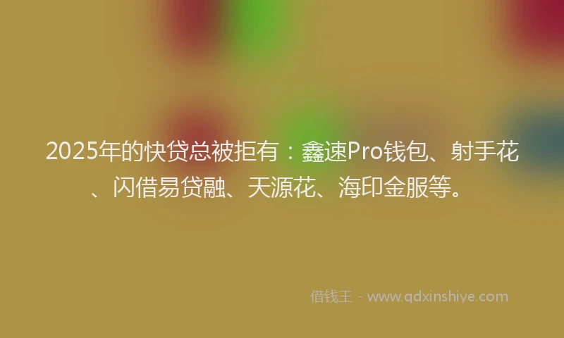 2025年的快贷总被拒有：鑫速Pro钱包、射手花、闪借易贷融、天源花、海印金服等。