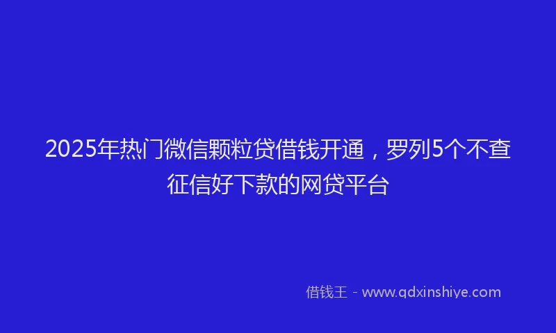 2025年热门微信颗粒贷借钱开通，罗列5个不查征信好下款的网贷平台