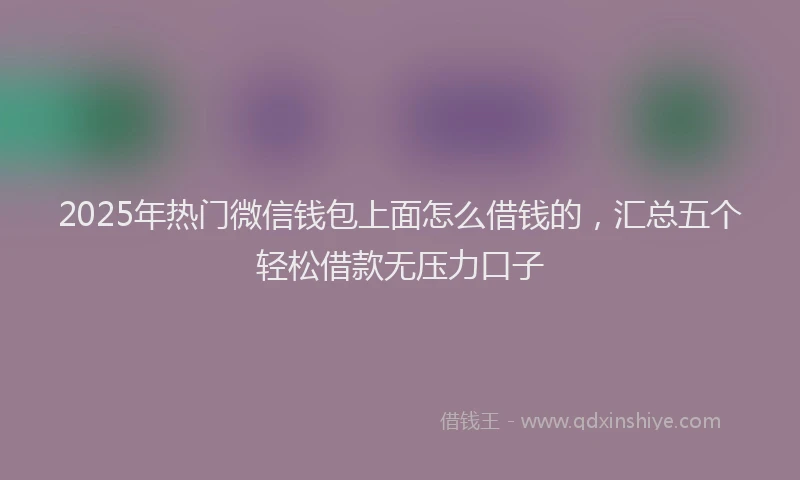 2025年热门微信钱包上面怎么借钱的，汇总五个轻松借款无压力口子