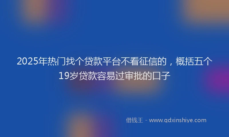 2025年热门找个贷款平台不看征信的，概括五个19岁贷款容易过审批的口子