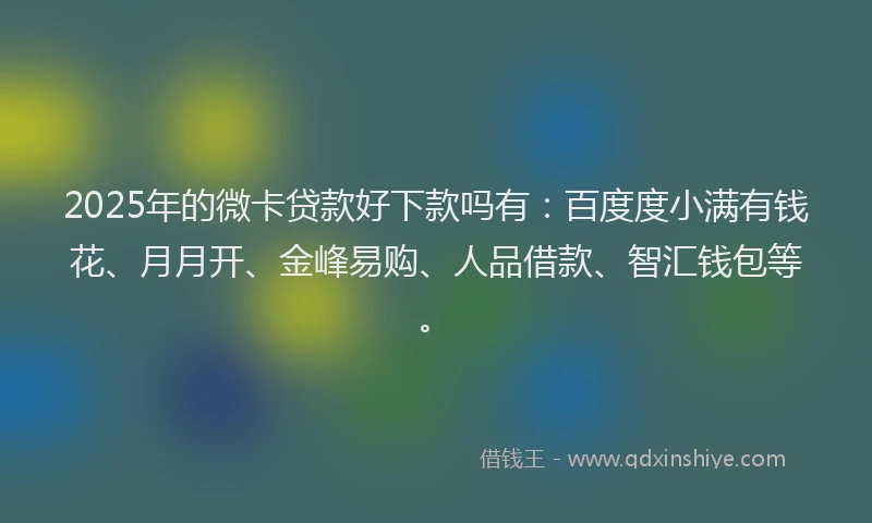 2025年的微卡贷款好下款吗有：百度度小满有钱花、月月开、金峰易购、人品借款、智汇钱包等。
