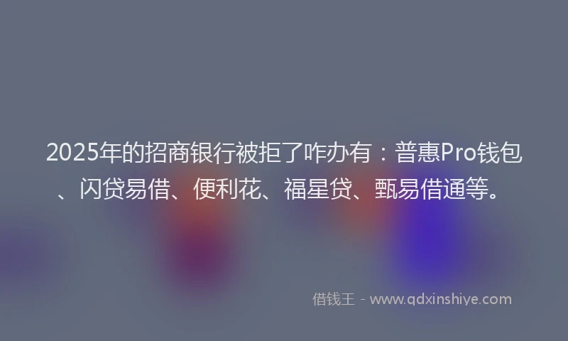 2025年的招商银行被拒了咋办有：普惠Pro钱包、闪贷易借、便利花、福星贷、甄易借通等。