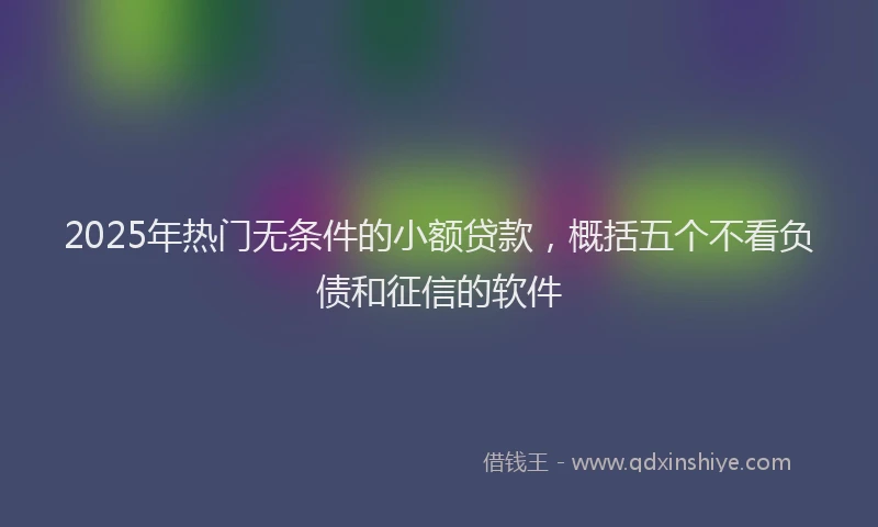 2025年热门无条件的小额贷款，概括五个不看负债和征信的软件