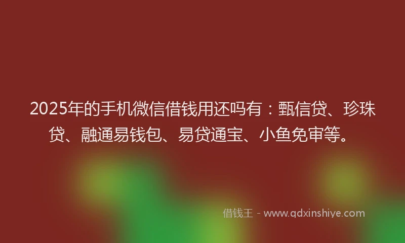 2025年的手机微信借钱用还吗有：甄信贷、珍珠贷、融通易钱包、易贷通宝、小鱼免审等。