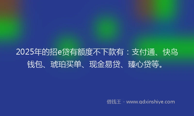 2025年的招e贷有额度不下款有：支付通、快鸟钱包、琥珀买单、现金易贷、臻心贷等。