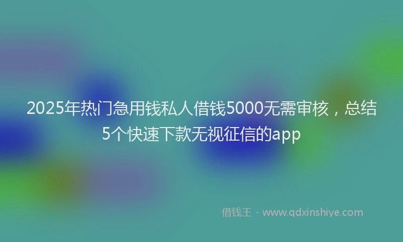 2025年热门急用钱私人借钱5000无需审核，总结5个快速下款无视征信的app