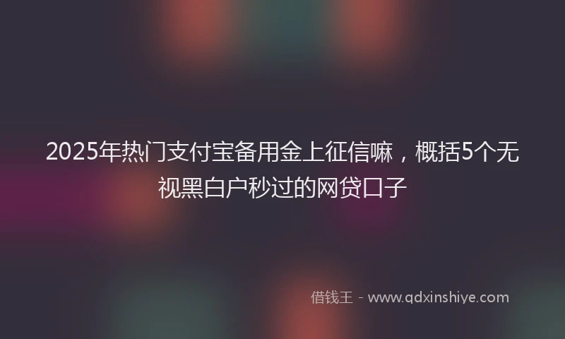 2025年热门支付宝备用金上征信嘛，概括5个无视黑白户秒过的网贷口子