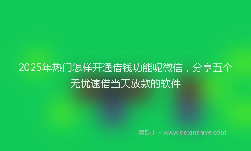 2025年热门怎样开通借钱功能呢微信，分享五个无忧速借当天放款的软件