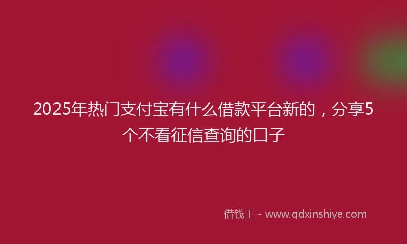 2025年热门支付宝有什么借款平台新的，分享5个不看征信查询的口子