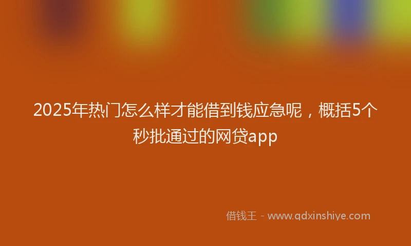 2025年热门怎么样才能借到钱应急呢，概括5个秒批通过的网贷app