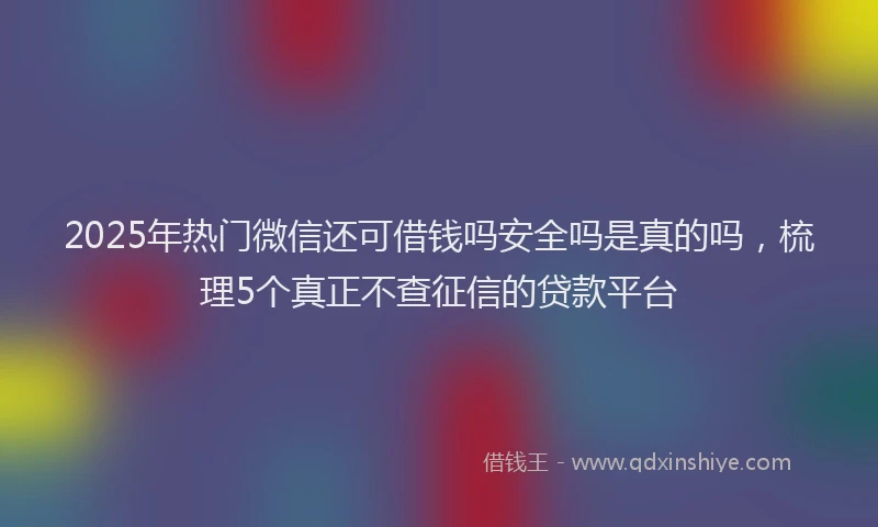 2025年热门微信还可借钱吗安全吗是真的吗，梳理5个真正不查征信的贷款平台