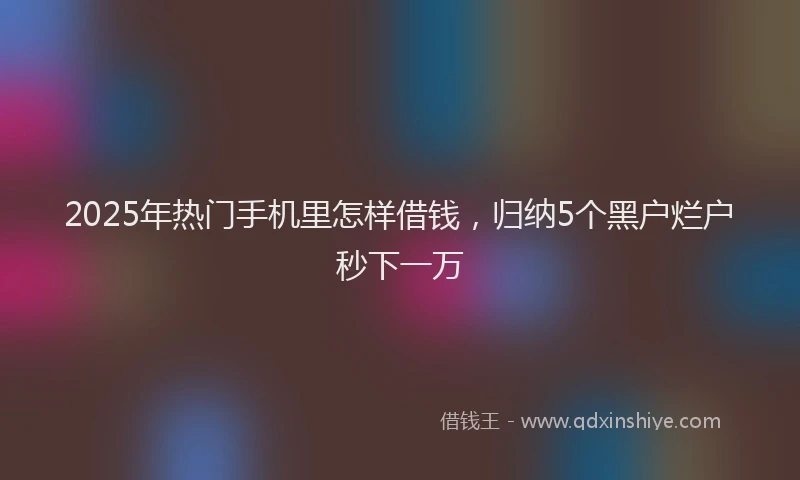 2025年热门手机里怎样借钱，归纳5个黑户烂户秒下一万