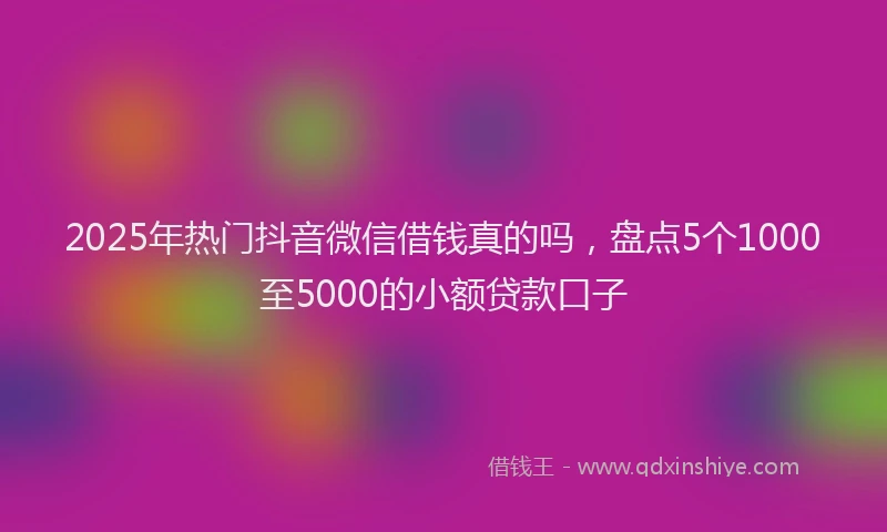 2025年热门抖音微信借钱真的吗，盘点5个1000至5000的小额贷款口子