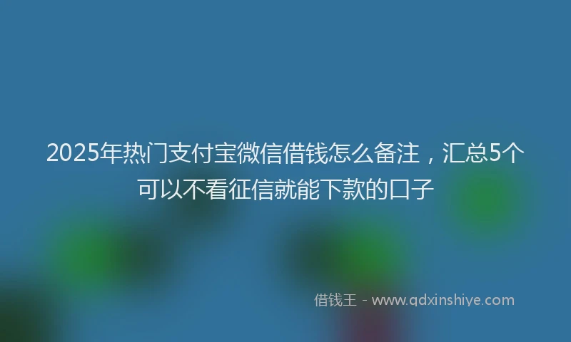 2025年热门支付宝微信借钱怎么备注，汇总5个可以不看征信就能下款的口子