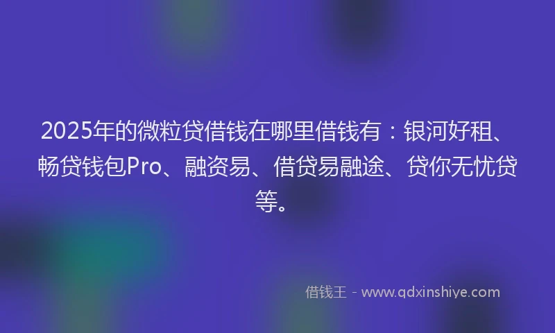 2025年的微粒贷借钱在哪里借钱有：银河好租、畅贷钱包Pro、融资易、借贷易融途、贷你无忧贷等。