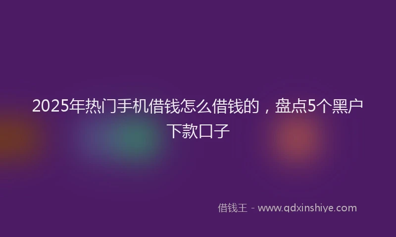 2025年热门手机借钱怎么借钱的，盘点5个黑户下款口子