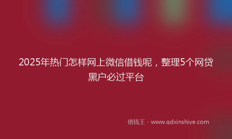 2025年热门怎样网上微信借钱呢，整理5个网贷黑户必过平台