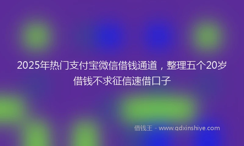 2025年热门支付宝微信借钱通道，整理五个20岁借钱不求征信速借口子