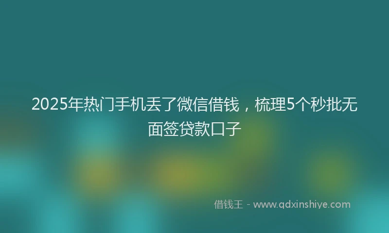 2025年热门手机丢了微信借钱，梳理5个秒批无面签贷款口子