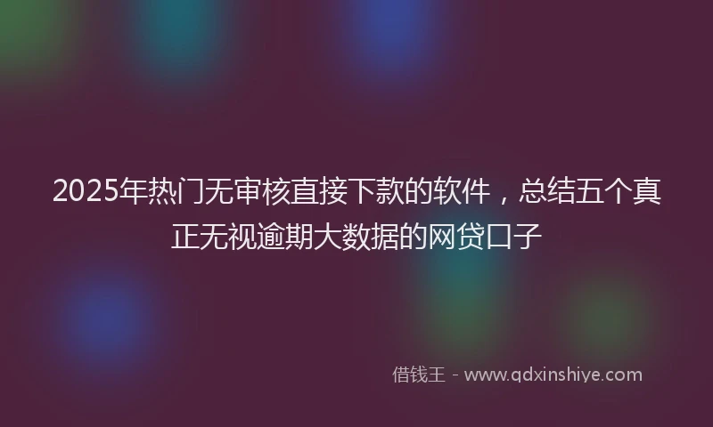 2025年热门无审核直接下款的软件，总结五个真正无视逾期大数据的网贷口子