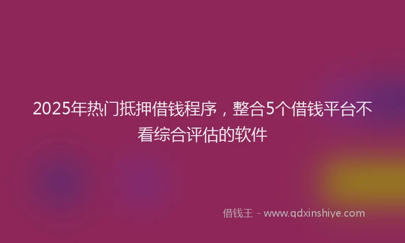 2025年热门抵押借钱程序，整合5个借钱平台不看综合评估的软件