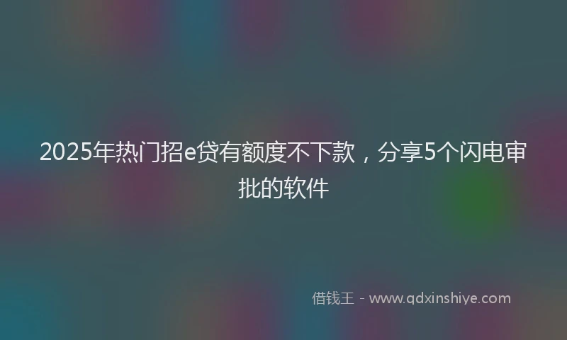 2025年热门招e贷有额度不下款，分享5个闪电审批的软件