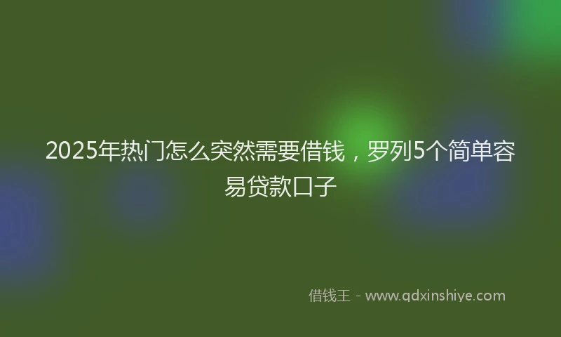 2025年热门怎么突然需要借钱，罗列5个简单容易贷款口子