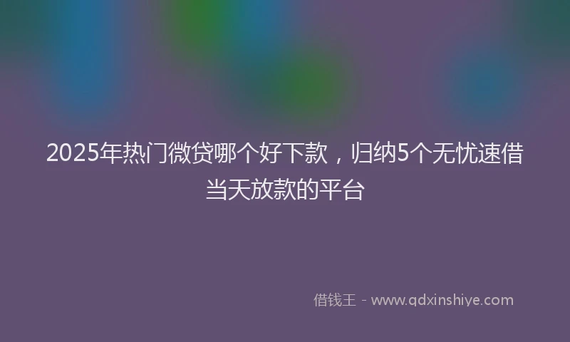 2025年热门微贷哪个好下款，归纳5个无忧速借当天放款的平台