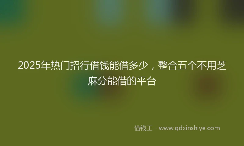2025年热门招行借钱能借多少，整合五个不用芝麻分能借的平台