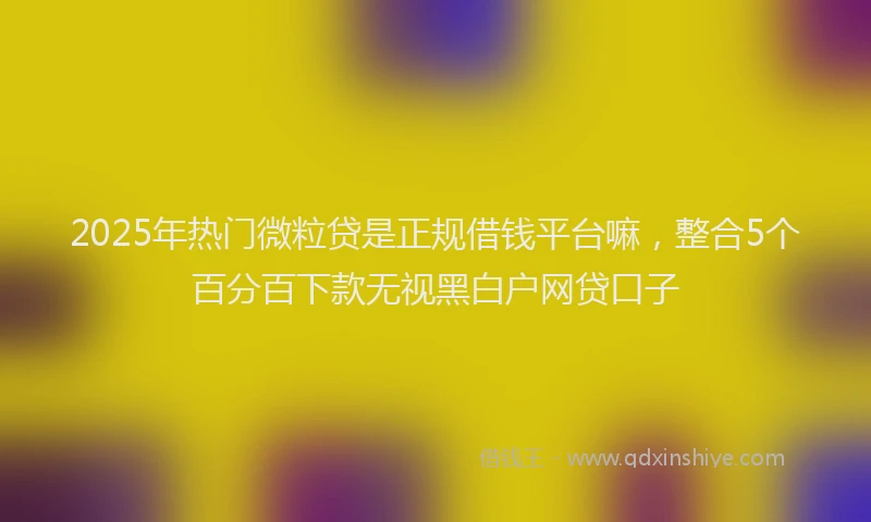 2025年热门微粒贷是正规借钱平台嘛，整合5个百分百下款无视黑白户网贷口子