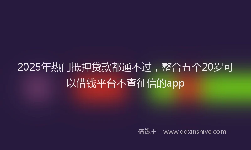 2025年热门抵押贷款都通不过，整合五个20岁可以借钱平台不查征信的app
