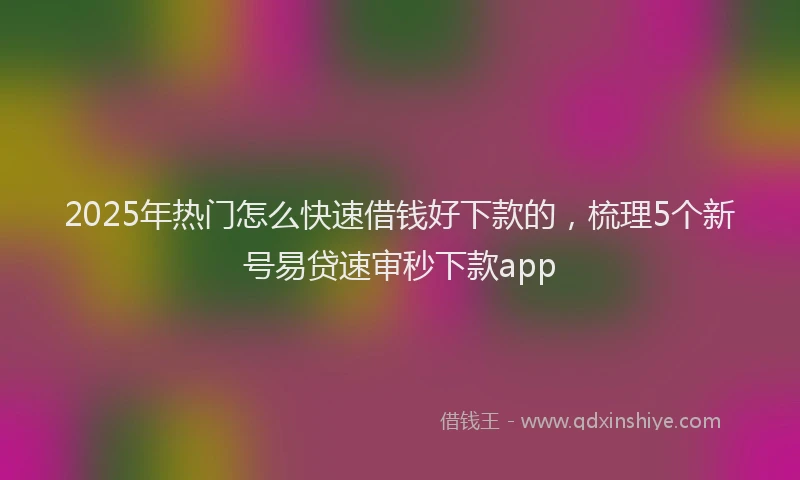 2025年热门怎么快速借钱好下款的，梳理5个新号易贷速审秒下款app