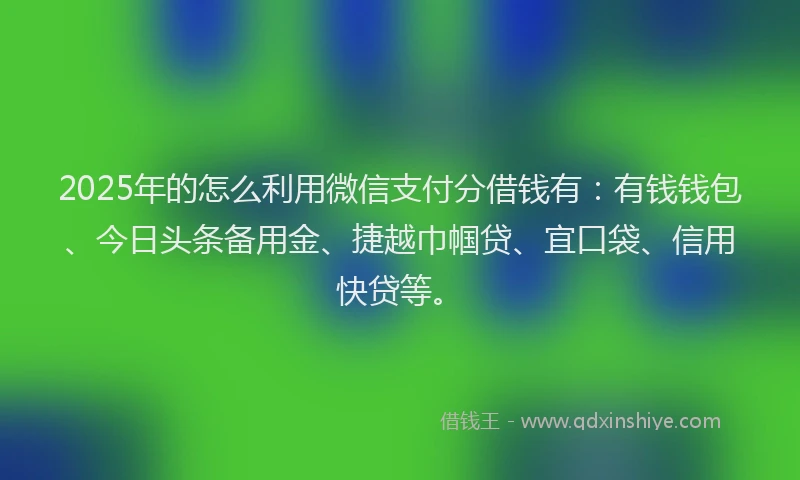 2025年的怎么利用微信支付分借钱有：有钱钱包、今日头条备用金、捷越巾帼贷、宜口袋、信用快贷等。