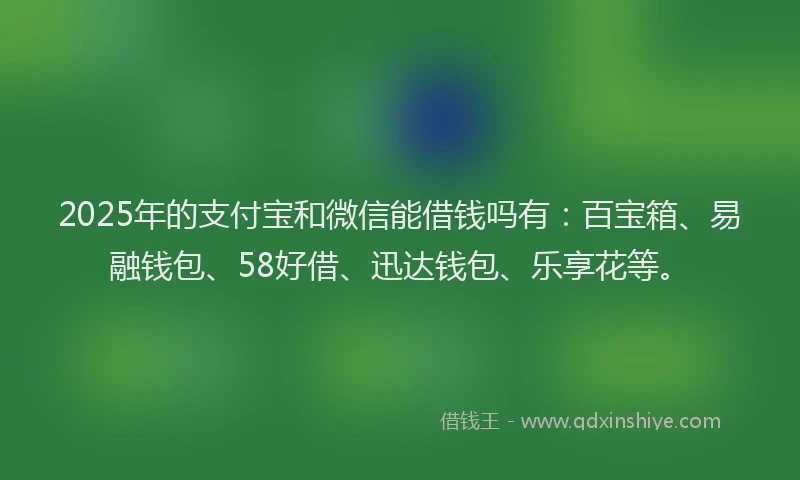 2025年的支付宝和微信能借钱吗有：百宝箱、易融钱包、58好借、迅达钱包、乐享花等。