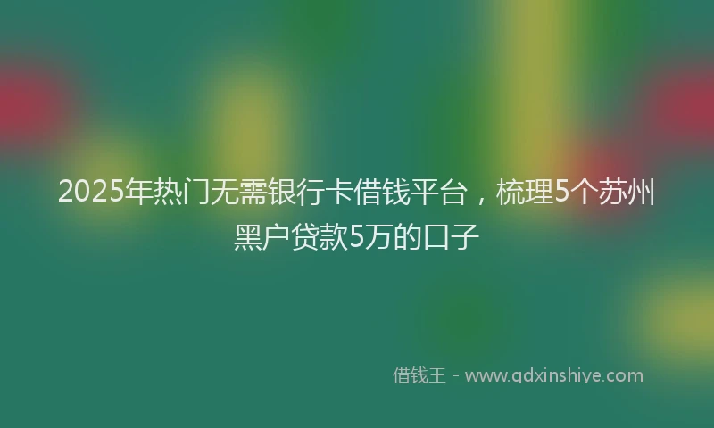 2025年热门无需银行卡借钱平台，梳理5个苏州黑户贷款5万的口子