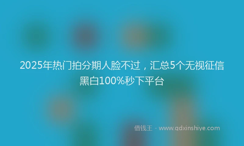 2025年热门拍分期人脸不过，汇总5个无视征信黑白100%秒下平台