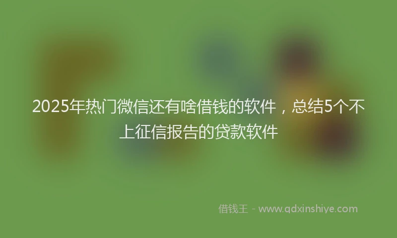 2025年热门微信还有啥借钱的软件，总结5个不上征信报告的贷款软件