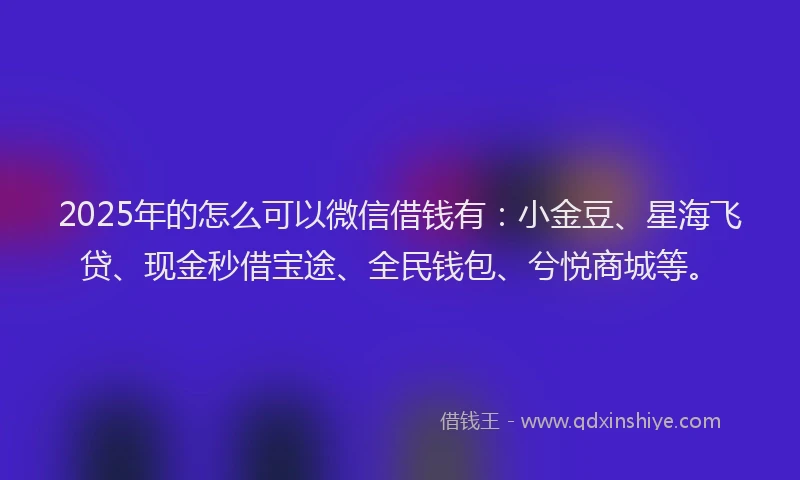2025年的怎么可以微信借钱有：小金豆、星海飞贷、现金秒借宝途、全民钱包、兮悦商城等。