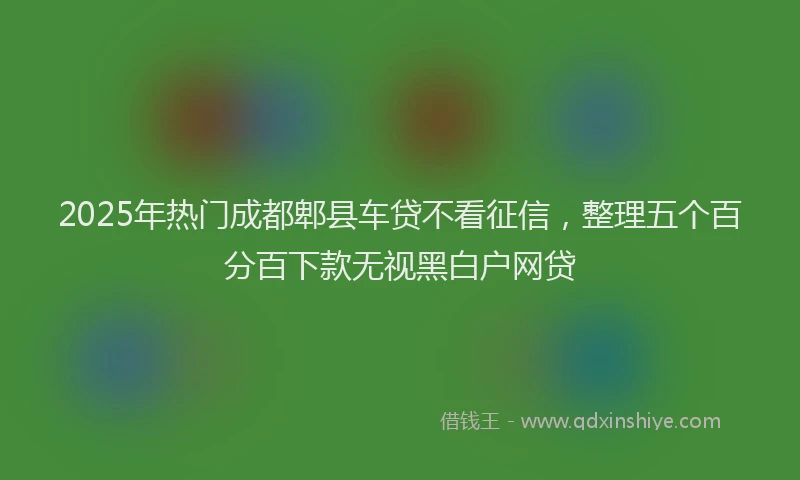 2025年热门成都郫县车贷不看征信，整理五个百分百下款无视黑白户网贷