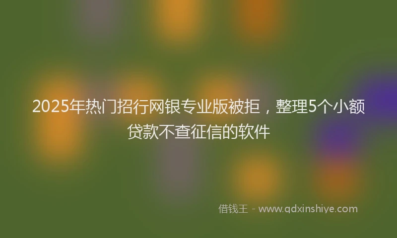 2025年热门招行网银专业版被拒，整理5个小额贷款不查征信的软件