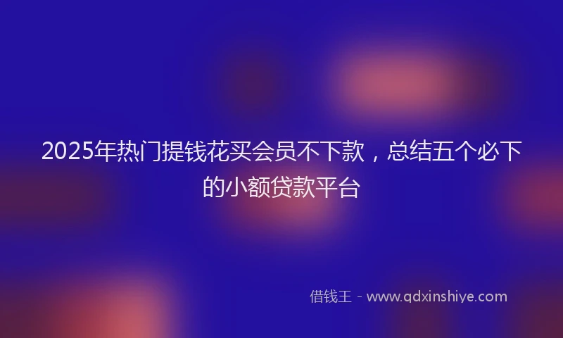 2025年热门提钱花买会员不下款，总结五个必下的小额贷款平台