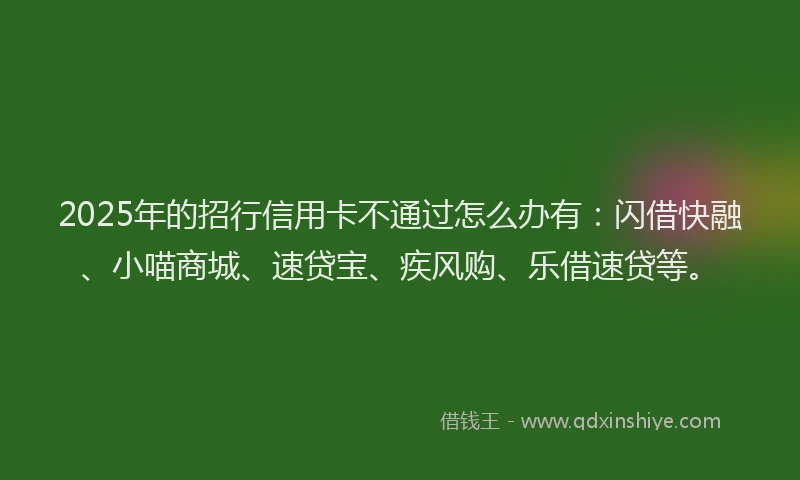 2025年的招行信用卡不通过怎么办有：闪借快融、小喵商城、速贷宝、疾风购、乐借速贷等。