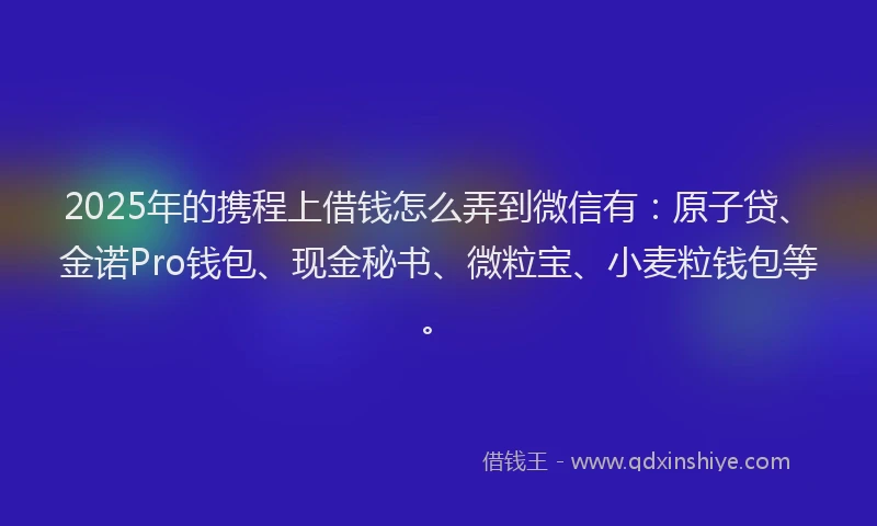 2025年的携程上借钱怎么弄到微信有：原子贷、金诺Pro钱包、现金秘书、微粒宝、小麦粒钱包等。
