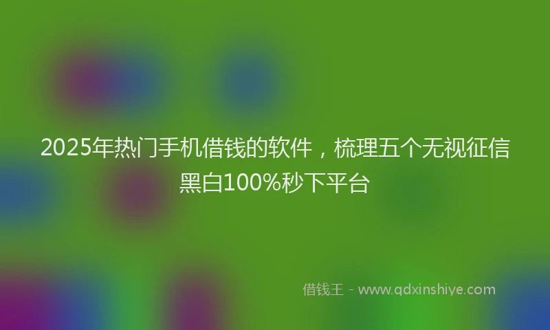2025年热门手机借钱的软件，梳理五个无视征信黑白100%秒下平台